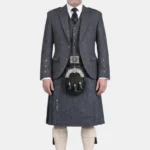 Grey Wool Kilt With Grey Wool Argyle Jacket Kilt Outfit Front View