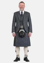 Grey Wool Kilt With Grey Wool Argyle Jacket Kilt Outfit Front View