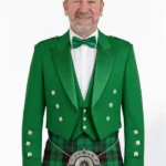 Kelly Green Prince Charlie Kilt Jacket with Vest Front View