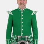 Kelly Green Scottish Military Doublet Jacket Front View