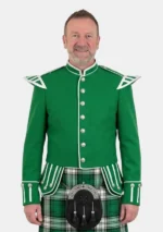 Kelly Green Scottish Military Doublet Jacket Front View