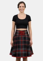 Lace-Up Spirit Of Highlander Tartan Skirt Front View