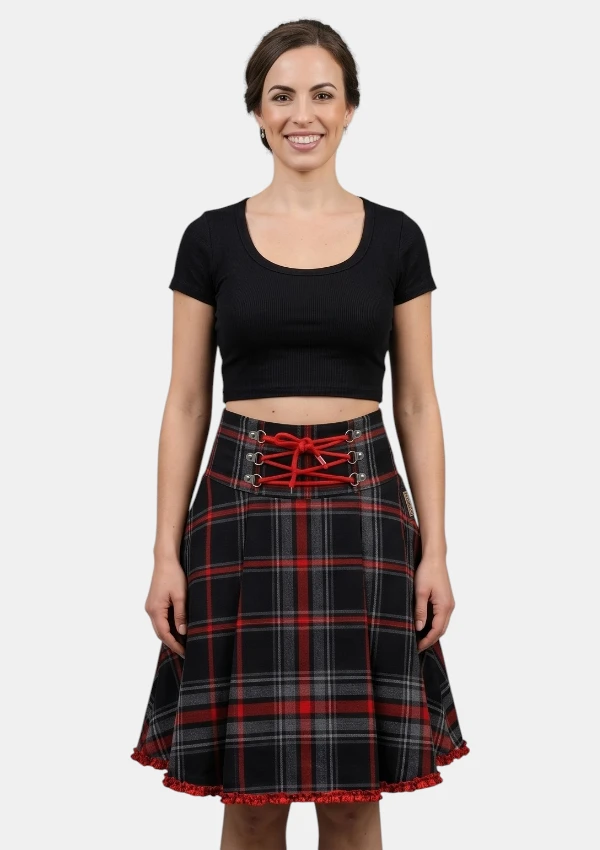 Lace-Up Spirit Of Highlander Tartan Skirt Front View