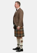 Maclaren Weathered Tartan Kilt And Tan Argyle Jacket Kilt Outfit Left Side View