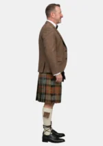 Maclaren Weathered Tartan Kilt And Tan Argyle Jacket Kilt Outfit Right Side View