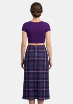 Masonic Tartan Midi Skirt Back View