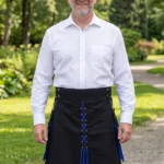 Men's Black & Royal Blue Lace-Up Hybrid Utility Kilt Front