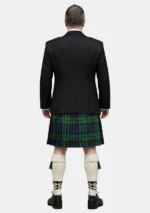 Men's Black Watch Tartan Kilt With Black Argyle Jacket Kilt Outfit Back View
