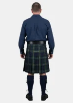 Navy Blue Ghillie Shirt Kilt Outfit Back