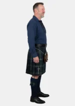 Navy Blue Ghillie Shirt Kilt Outfit Back View