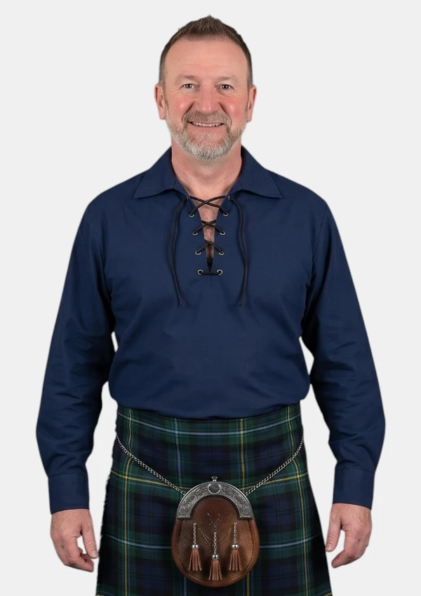Navy Blue Jacobite Ghillie Shirt Front View