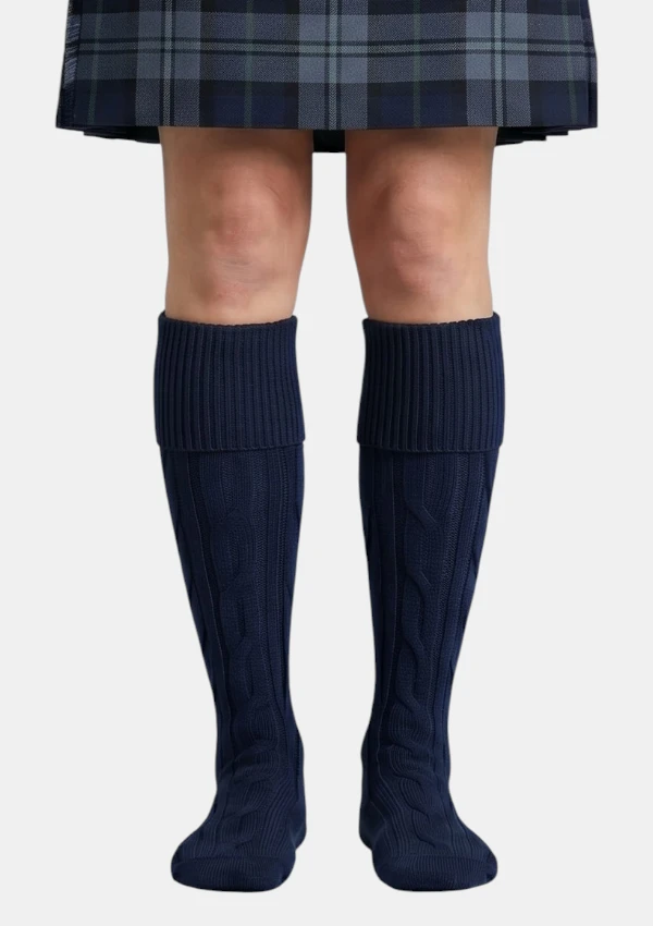 Navy Blue Kilt Socks Front View