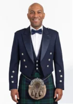 Navy Blue Prince Charlie Kilt Jacket with Vest Front View