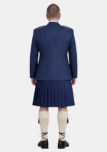 Navy Blue Wool Kilt With Navy Blue Wool Argyle Jacket Kilt Outfit Back View