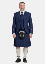 Navy Blue Wool Kilt With Navy Blue Wool Argyle Jacket Kilt Outfit Front View