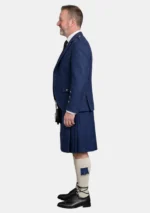 Navy Blue Wool Kilt With Navy Blue Wool Argyle Jacket Kilt Outfit Left Side View