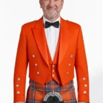 Orange Prince Charlie Kilt Jacket with Vest Front View