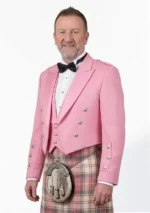 Pink Prince Charlie Kilt Jacket with Vest Left Side View