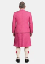 Pink Tweed Herringbone Kilt With Pink Tweed Herringbone Argyle Jacket Kilt Outfit Back View