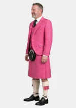 Pink Tweed Herringbone Kilt With Pink Tweed Herringbone Argyle Jacket Kilt Outfit Left Side View