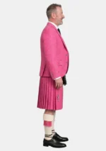 Pink Tweed Herringbone Kilt With Pink Tweed Herringbone Argyle Jacket Kilt Outfit Right Side View