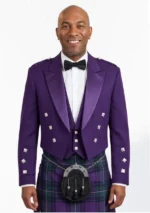 Purple Prince Charlie Kilt Jacket with Vest Front View