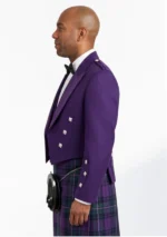 Purple Prince Charlie Kilt Jacket with Vest Left Side View