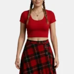 Ramsay Red Tartan Skirt Front View
