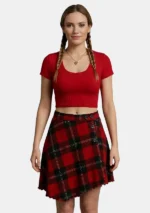 Ramsay Red Tartan Skirt Front View