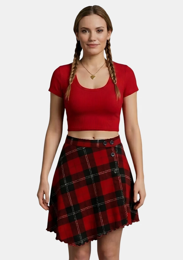 Ramsay Red Tartan Skirt Front View