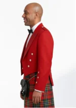 Red Prince Charlie Kilt Jacket with Vest Left Side View