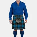 Royal Blue Ghillie Shirt Kilt Outfit Front View