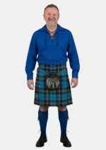 Royal Blue Ghillie Shirt Kilt Outfit Front View