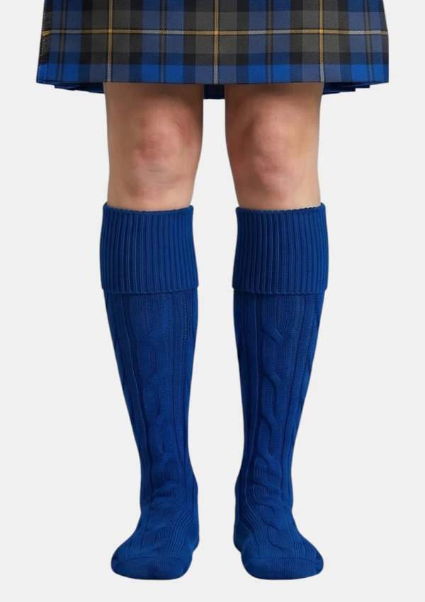 Royal Blue Kilt Socks Front View Royal Blue Kilt Socks Front View