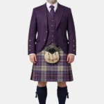Shiel Purple Tartan Kilt And Purple Argyle Jacket Kilt Outfit Front View