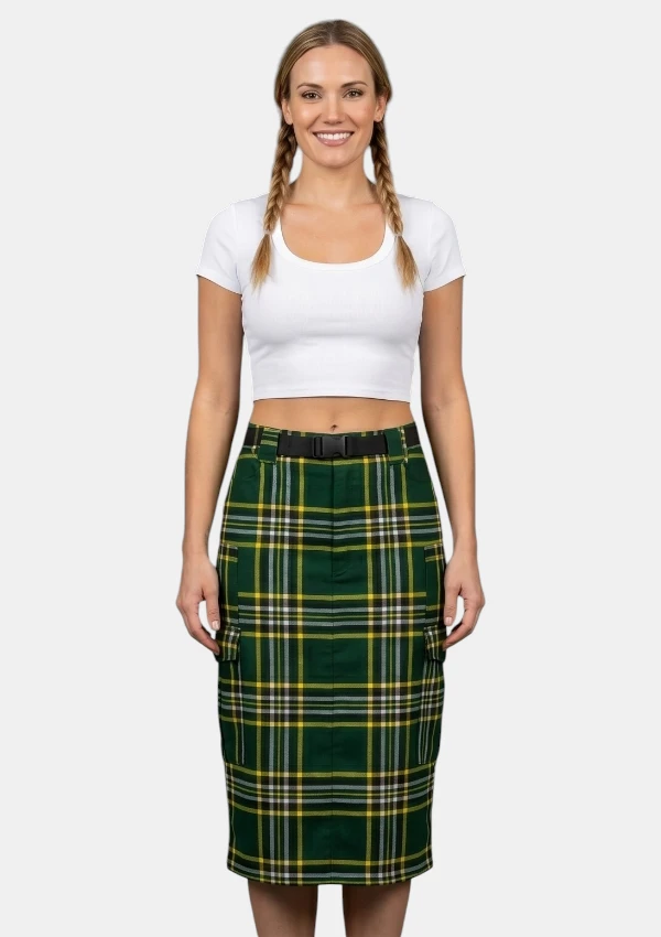 St Patrick Tartan Pencil Skirt Front View