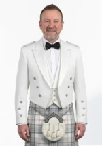 White Prince Charlie Kilt Jacket with Vest Front View