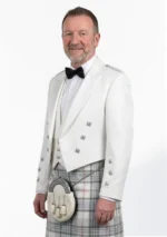 White Prince Charlie Kilt Jacket with Vest Left Side View