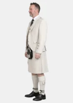 White Wool Kilt With White Wool Argyle Jacket Kilt Outfit Left Side View