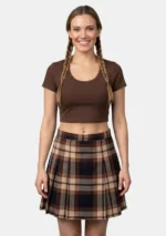 Wrap-Around Rose Ancient Tartan Skirt Front View