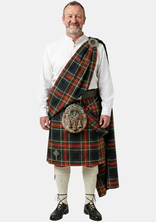Black Stewart Tartan Great Kilt