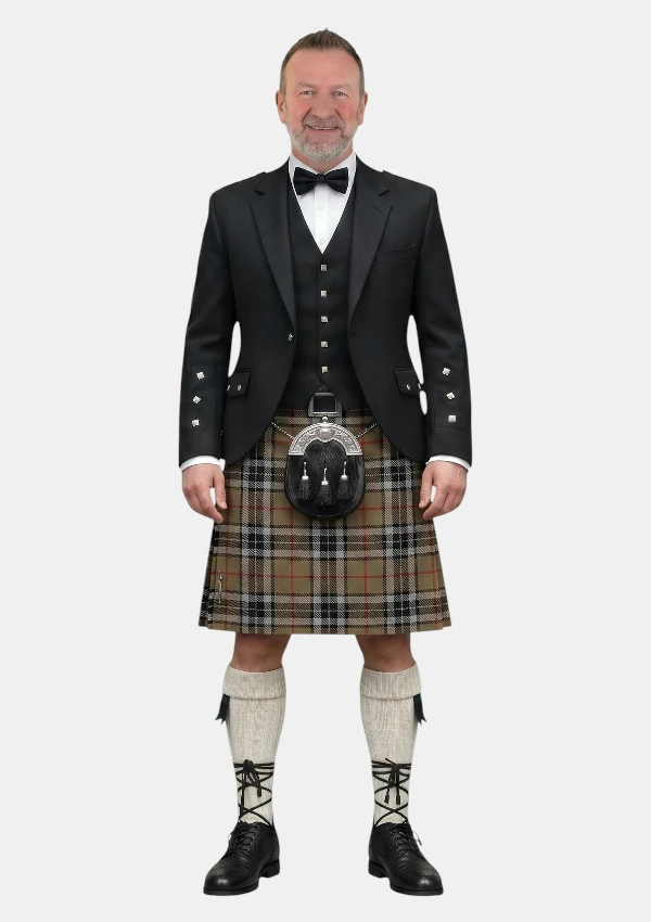 Traje de kilt em tartan Thomson Camel