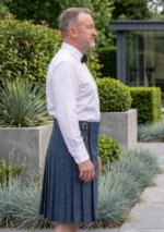 Men's Navy Blue Tweed Kilt Side