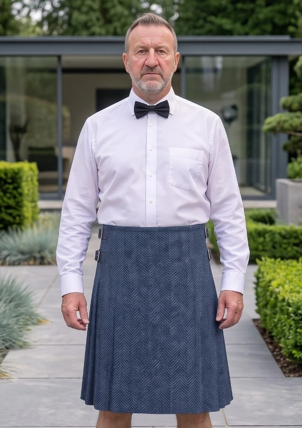 Men's Navy Blue Tweed Kilt