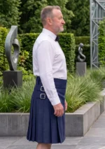 Men's Navy Blue Wool Kilt Side