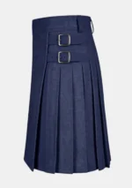 Navy Blue Wool Kilt Left