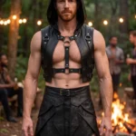 Men's Gladiator Leather Kilt with Hood