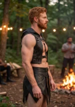 Men's Gladiator Leather Kilt with Hood Right